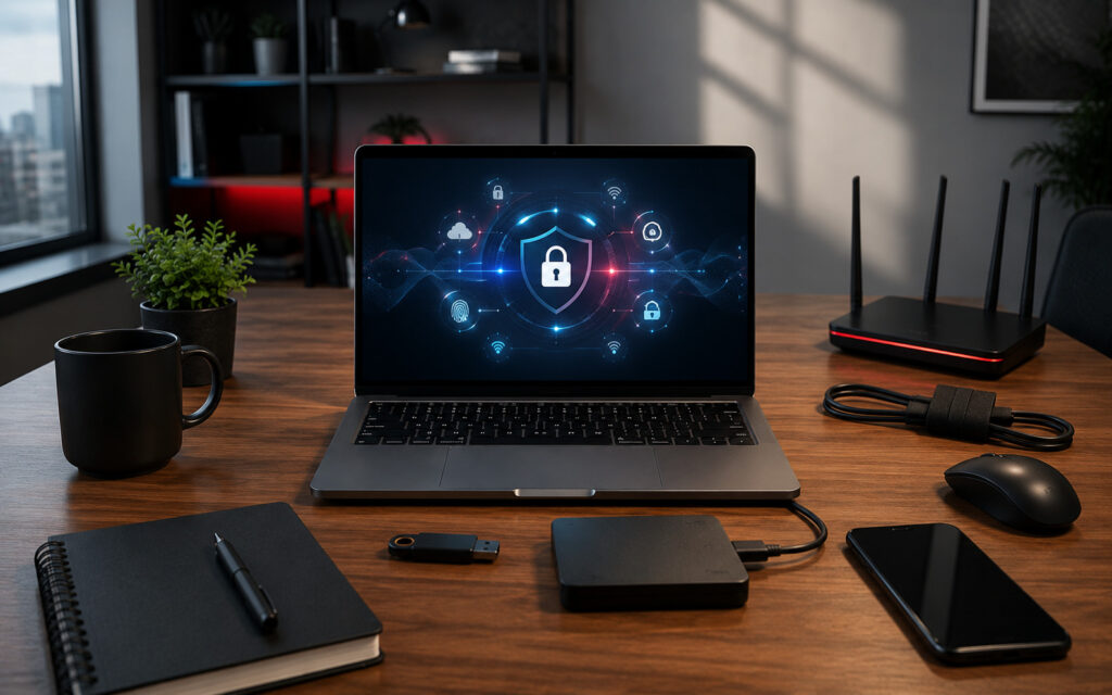 A comprehensive checklist detailing device, network, and account security steps for freelancers.